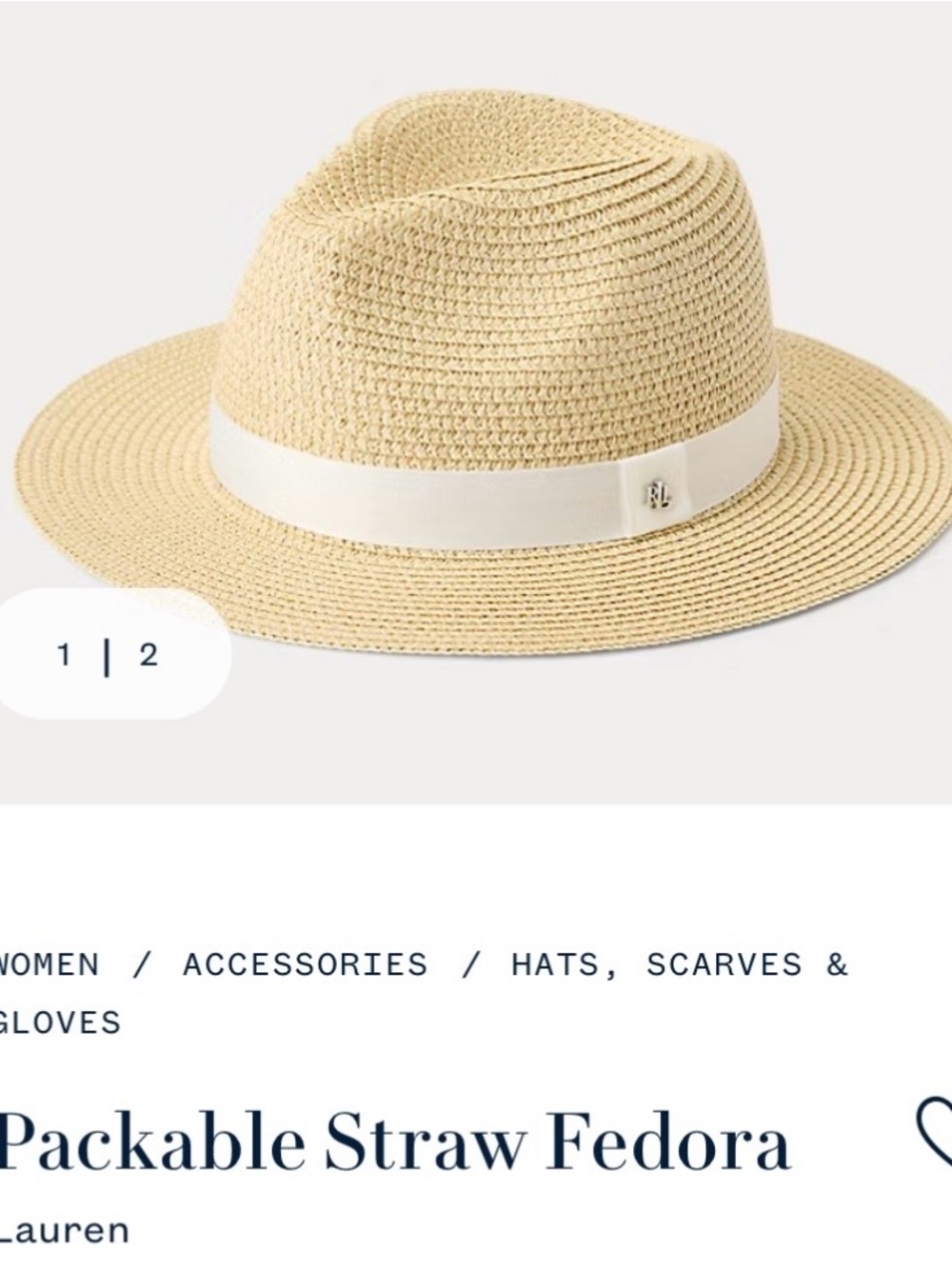 Ralph Lauren Straw Fedora with Cream Band